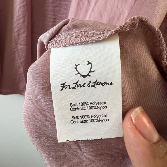 For Love & Lemons Pink Black Adriana Nightgown Mini Slip Dress Womens XS - Picture 14 of 16